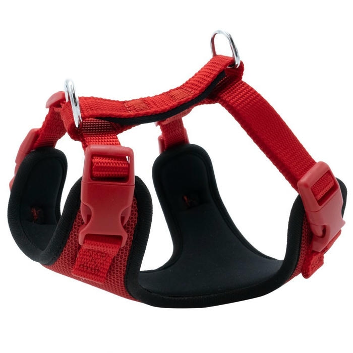 Doggie Havalı Dokuma Köpek Göğüs Tasması Kırmızı 1.5x35-45cm