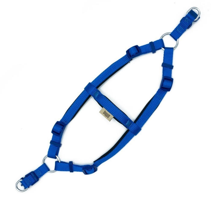 Doggie Konforlu Dokumadan El Yapımı Ronin Model Köpek Göğüs Tasması Mavi 2,5x65-75cm