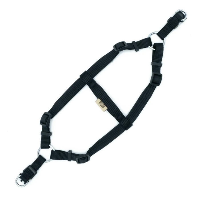 Doggie Konforlu Dokumadan El Yapımı Ronin Model Köpek Göğüs Tasması Siyah 2,5x65-75cm