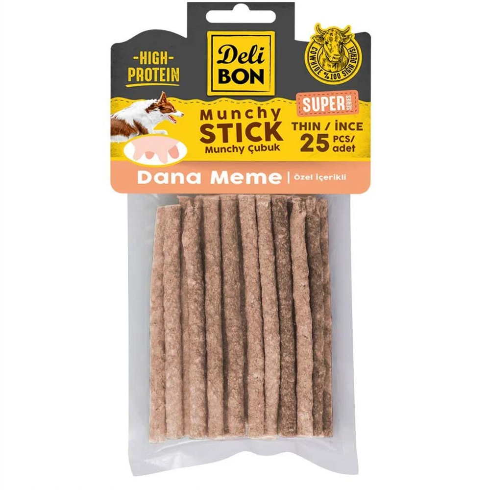 Delibon Super Munchy Köpek Ödülü Çubuk Dana Meme İnce 25'li
