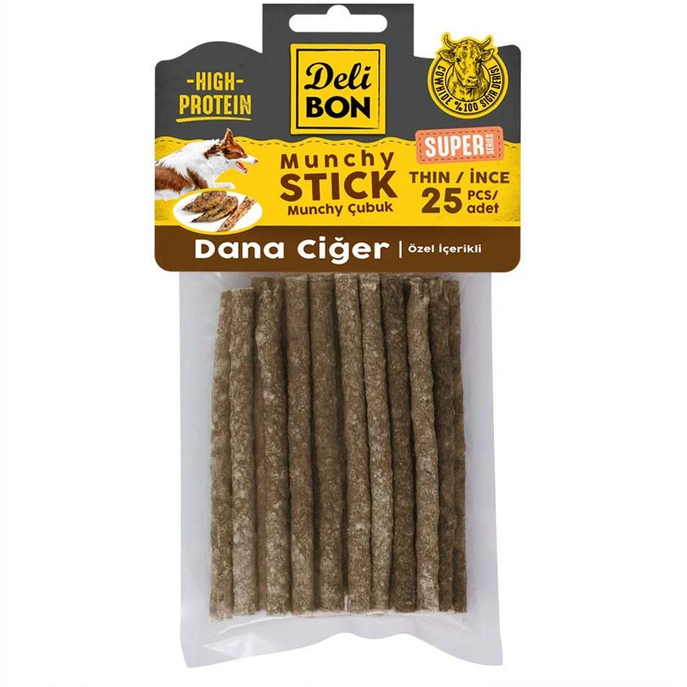 Delibon Super Munchy Köpek Ödülü Çubuk Dana Ciğerli İnce 25'li