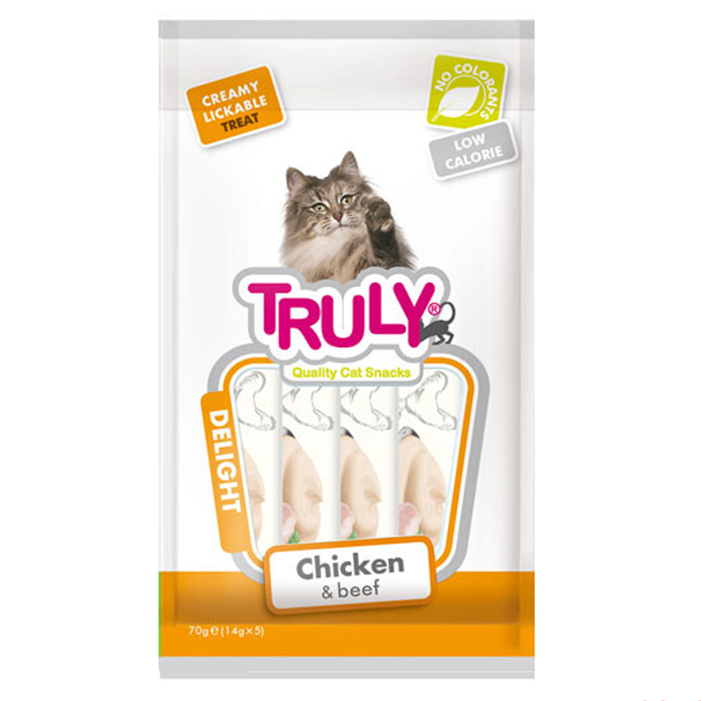 Truly Delight Tavuk ve Dana Etli Sıvı Kedi Ödül Maması 14gr (5'li)