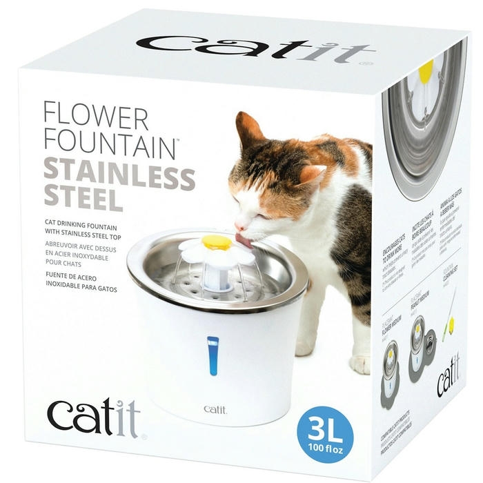 Catit 2.0 Flower Fountain Su Seviye Alarmlı Çelik Hazneli Su Pınarı (3 L)