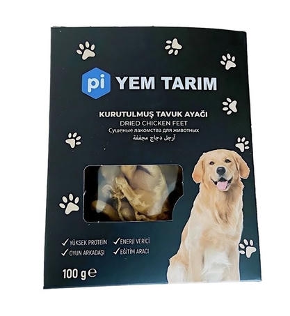 Pi Yem Yüksek Proteinli Kurutulmuş Tavuk Ayağı Köpek Ödülü 100 Gr