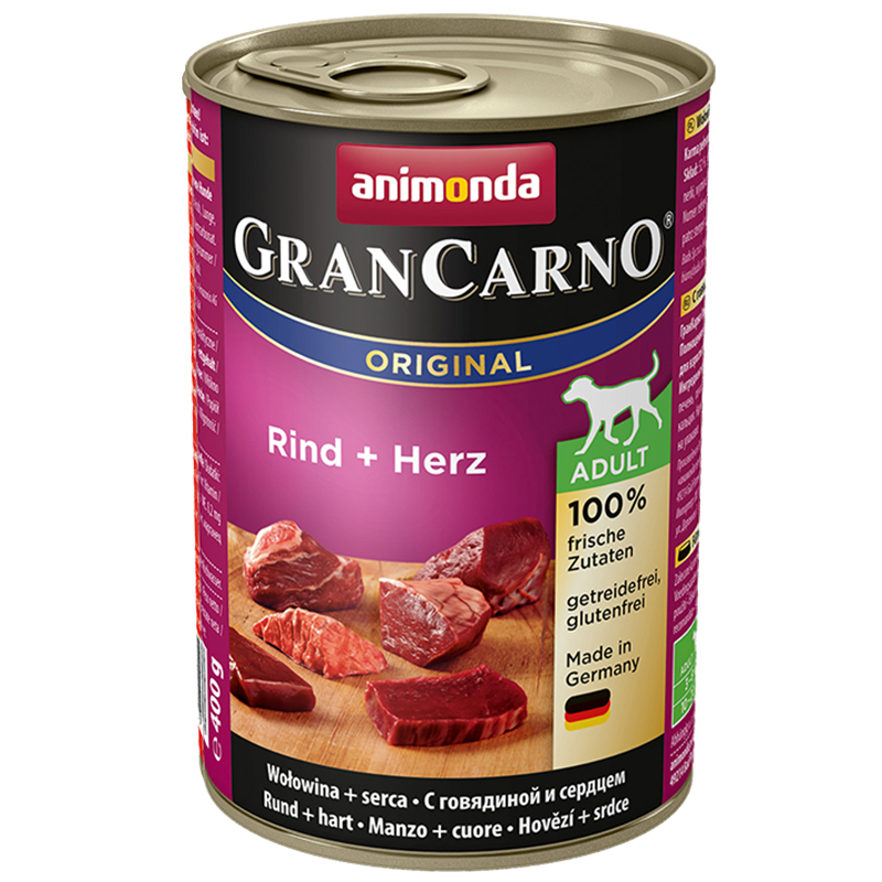 Animonda Gran Carno Sığır Eti ve Yürekli Köpek Konservesi 400 gr