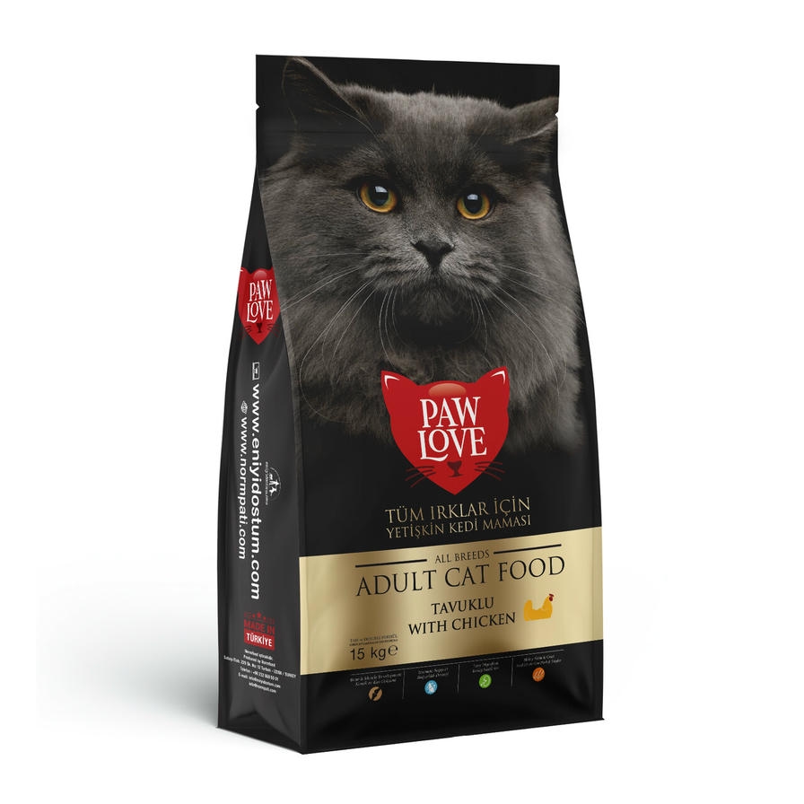 Paw Love Tavuklu Yetişkin Kedi Maması 15 KG