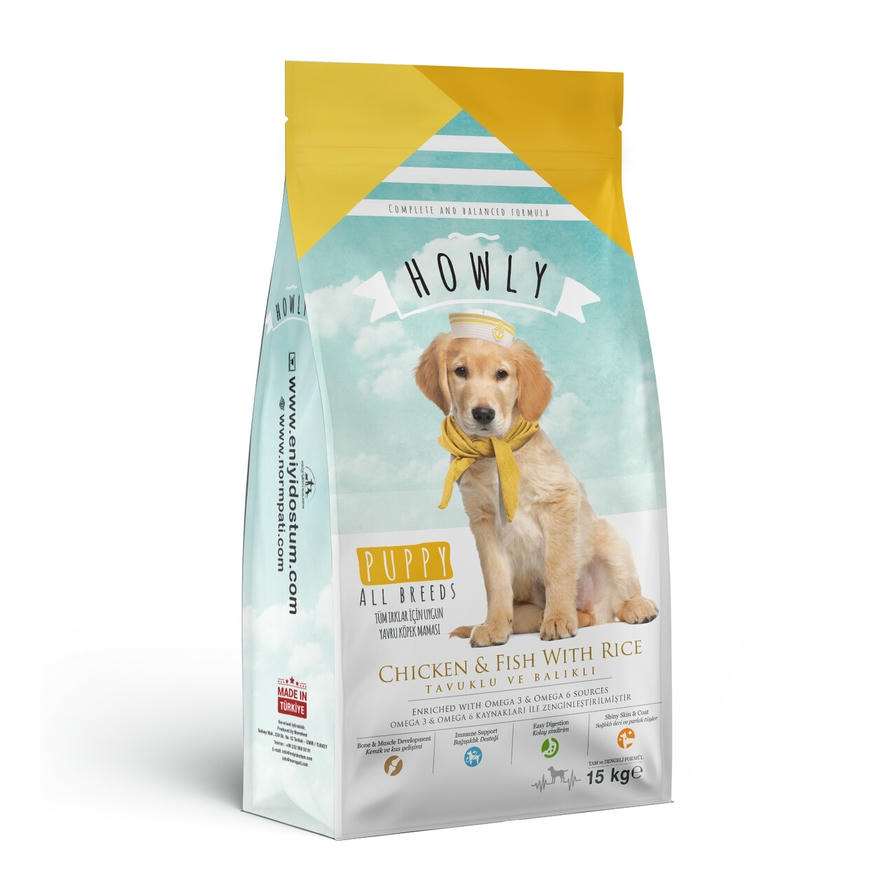 Howly Tüm Irklar İçin Uygun Tavuklu Ve Balıklı Yavru Köpek Maması 15 KG