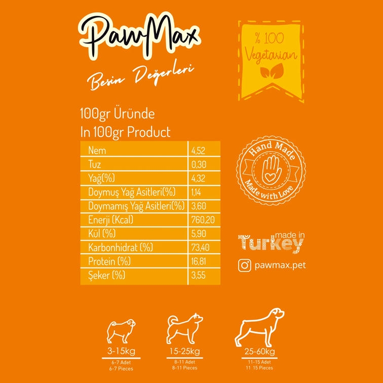 PawMax Balkabak ve Muzlu Köpek Ödül Maması 80 gr