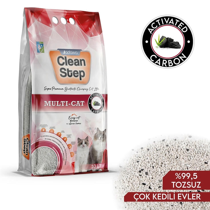 Jadawa Clean Step Aktif Karbonlu 10 LT İnce Taneli Topaklanan Bentonit Kedi Kumu