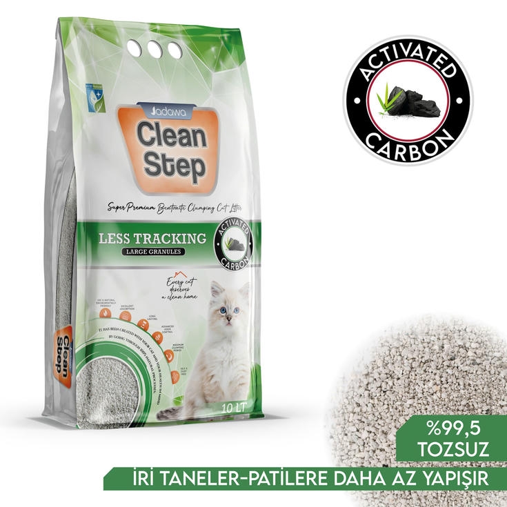 Jadawa Clean Step Aktif Karbonlu 10 LT Kalın Taneli Topaklanan Bentonit Kedi Kumu