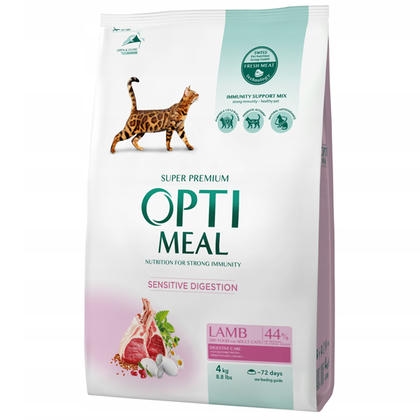 OptiMeal Düşük Tahıllı Kuzu Etli Yetişkin Kedi Maması 4KG