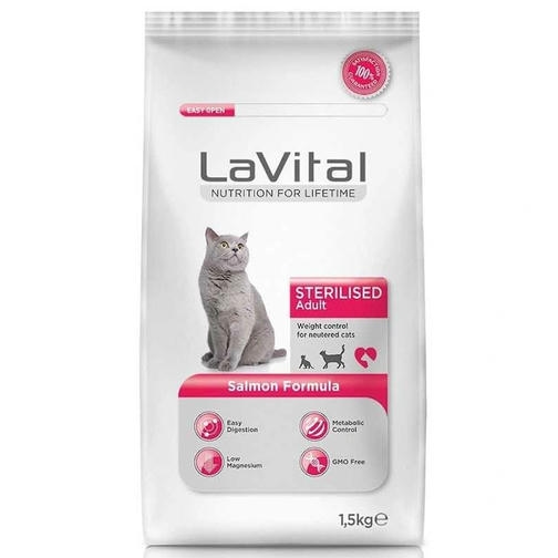LaVital Sterilised Somonlu Kısırlaştırılmış Kedi Maması 1,5KG