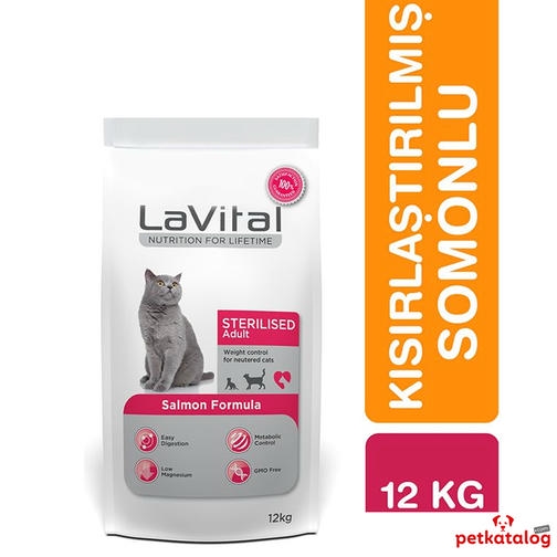 LaVital Sterilised 12 Kg Somonlu Kısırlaştırılmış Kedi Maması