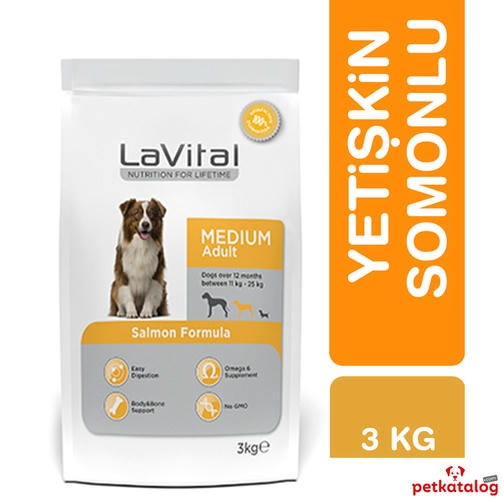 LaVital Medium Adult 3 Kg Somonlu Orta Irk Yetişkin Köpek Maması