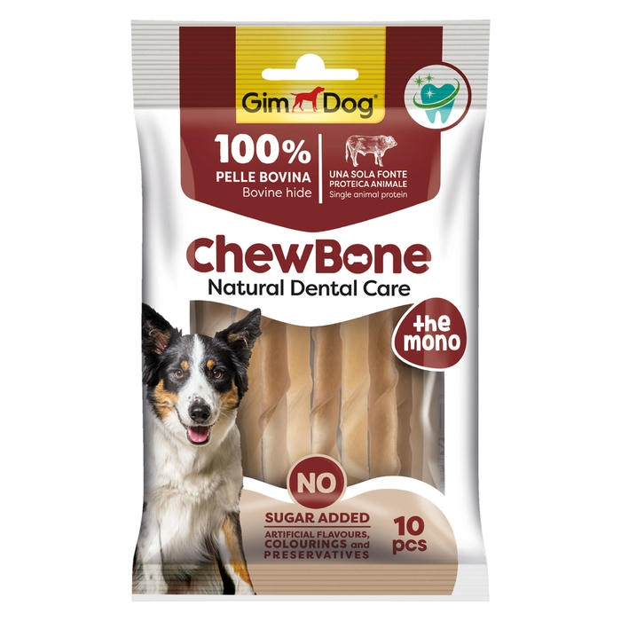 GimDog ChewBone Naturel Burgu Çubuk Köpek Kemiği 80gr (10'lu)