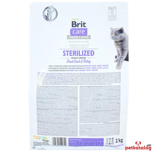 Brit Care Grain-Free Sterilised Weight Control Ördekli Kısırlaştırılmış 2 Kg Kedi Maması