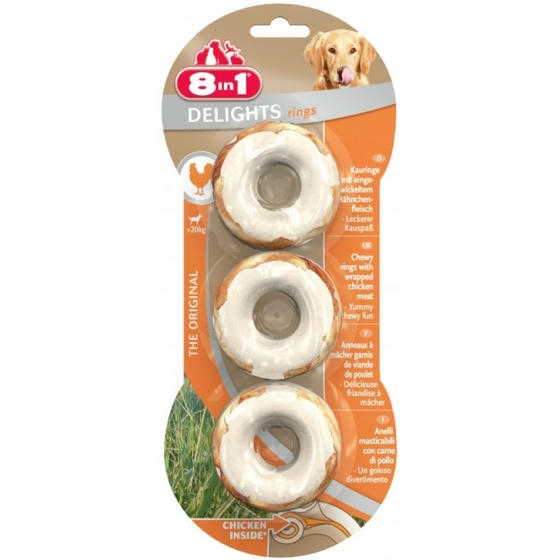 8IN1 Delight Rings Tavuklu Halka Köpek Çiğneme Kemiği (3'lü) 119gr