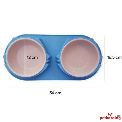 Teng İkili Plastik Mama Kabı 32x15.5cm (Karışık Renklerde)