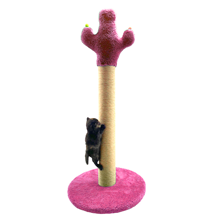 Teng Kaktüs Şeklinde Kedi Tırmalama Tahtası 50 cm Pembe