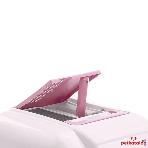 Imac Easy Cat توالت سرپوشیده گربه با فیلتر و در، سفید/صورتی 50x40x40cm