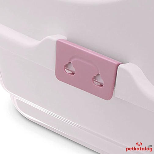 Imac Easy Cat توالت سرپوشیده گربه با فیلتر و در، سفید/صورتی 50x40x40cm
