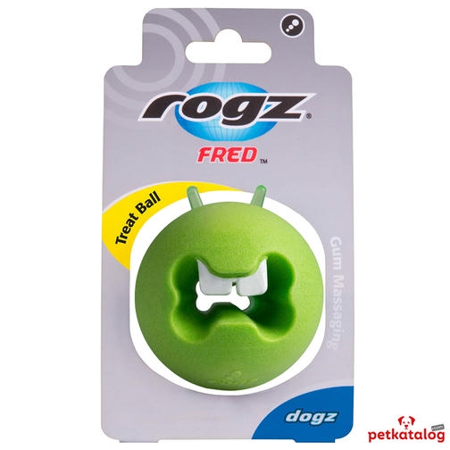 Rogz Toyz Fred Traktatiebal اسباب بازی توپ بازی سگ با کاسه خوراکی 6,4cm (سبز)