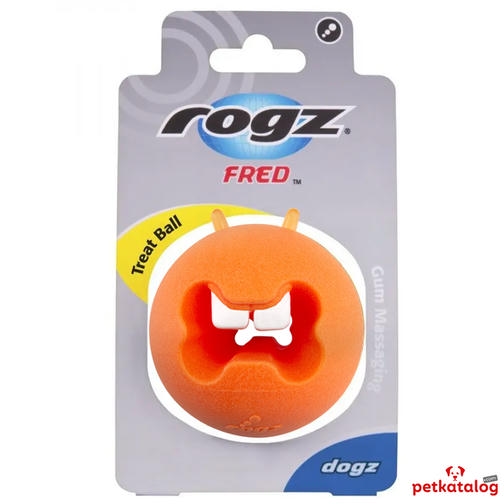Rogz Toyz Fred Traktatiebal اسباب بازی توپ بازی سگ با قیف تشویقی 6,4cm (نارنجی)