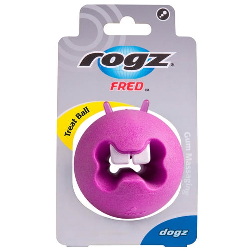 Rogz Toyz Fred Traktatiebal اسباب بازی توپ بازی سگ با کاسه خوراکی 6,4cm (صورتی)