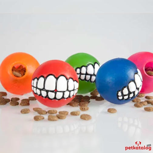 Rogz Toyz Grinz توپ بازی سگ شکلک با قیف خوراکی [Small] 4,9 cm (نارنجی)