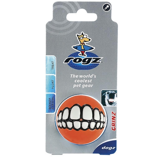 Rogz Toyz Grinz توپ بازی سگ شکلک با قیف خوراکی [Large] 7,8 cm (نارنجی)