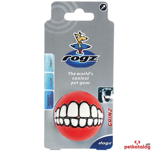 Rogz Toyz Grinz توپ بازی سگ خندان با کاسه خوراکی [Large] 7,8 cm (قرمز)