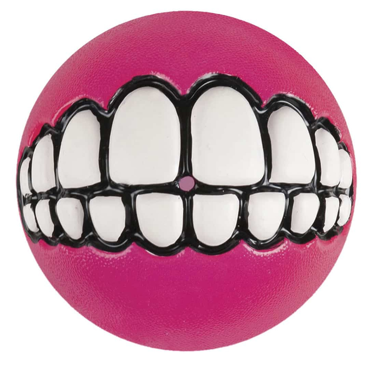 Rogz Toyz Grinz Gülen Suratlı Ödül Hazneli Köpek Oyun Topu [Large] 7,8 cm (Pembe)