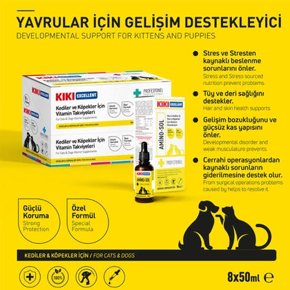 KIKI Excellent Amino-Sol Yavru Kedi Ve Köpek Gelişim Destekleyici 50ml