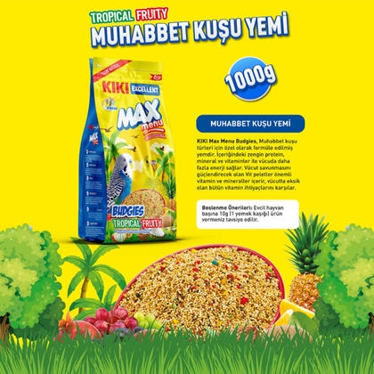 KIKI Excellent Max Menu Meyveli Muhabbet Kuşu Yemi 1000gr