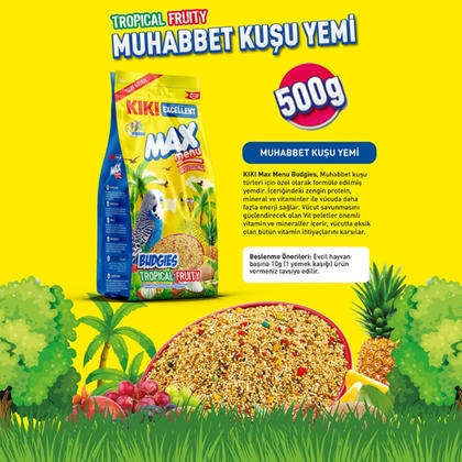 KIKI Excellent Max Menu Meyveli Muhabbet Kuşu Yemi 500gr