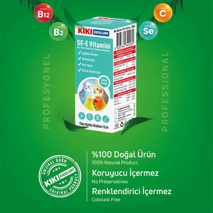 KIKI Kuşlar İçin Sağlıklı Üreme Destekleyici SE-E vitamini 25ml