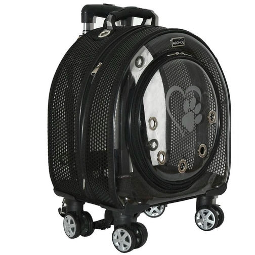 Migno Valiz Tipi Çekçekli Kedi Taşıma Siyah 45x23x45 cm