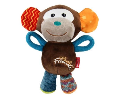 Gigwi Plush Friendz اسباب بازی سگ مخمل دار میمون با صدا
