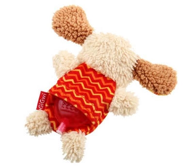 Gigwi Plush Friendz ماوس صدا اسباب بازی سگ مخمل دار خاکستری قرمز