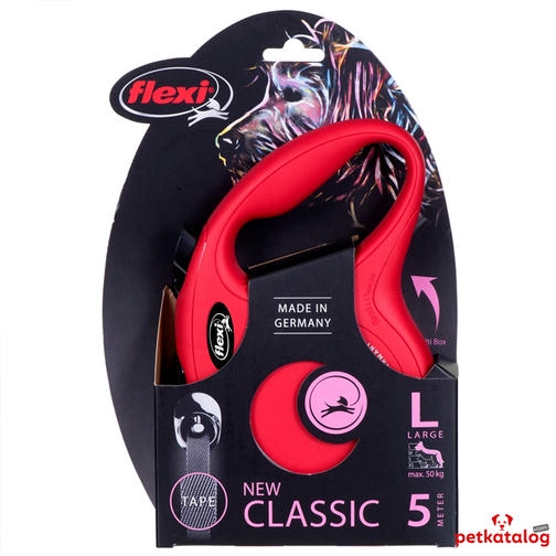 Flexi New Classic نواری اتوماتیک افسار قرمز [Large] 5m