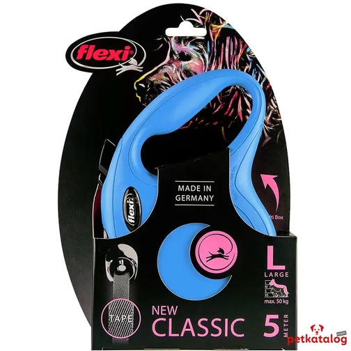 Flexi New Classic Şerit Otomatik Gezdirme Tasması Mavi [Large] 8m