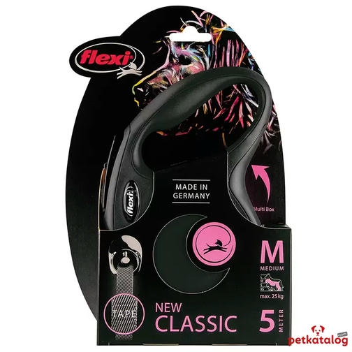Flexi New Classic Şerit Otomatik Gezdirme Tasması Siyah [Medium] 5m