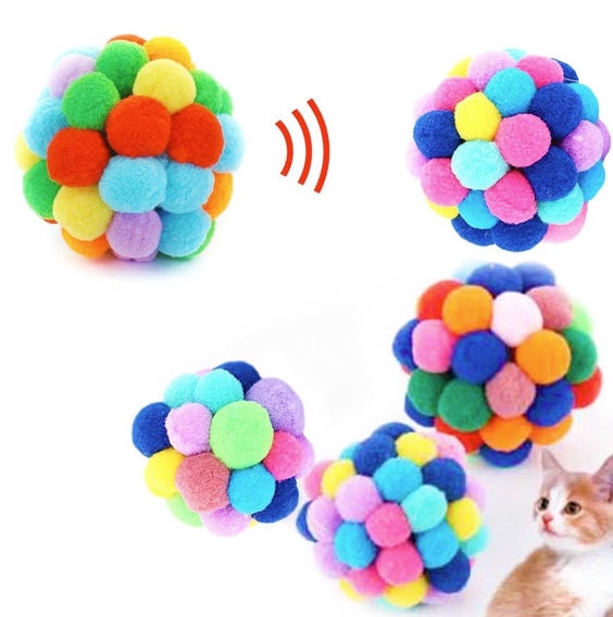 Unipets Renkli Ponpon Top Zilli Kedi Oyuncağı 7cm