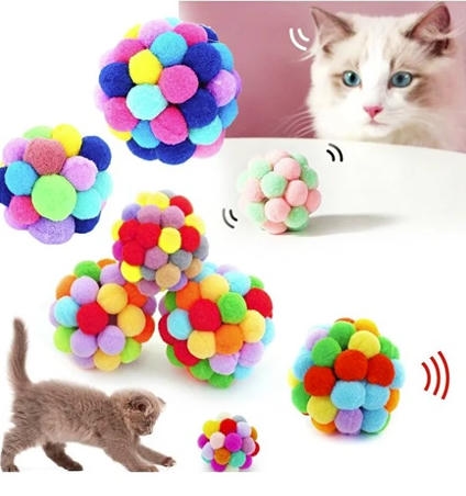 Unipets Renkli Ponpon Top Zilli Kedi Oyuncağı 7cm