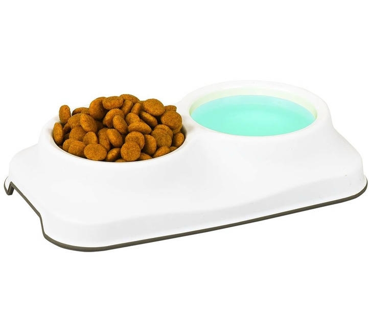 Plast Art Kedi ve Köpek İkili Plastik Mama ve Su Kabı Beyaz (2x0.25ml)