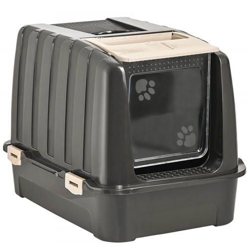Plast Art Lüks Kapalı Kedi Kedi Tuvaleti Kahverengi 37*38*50 Cm