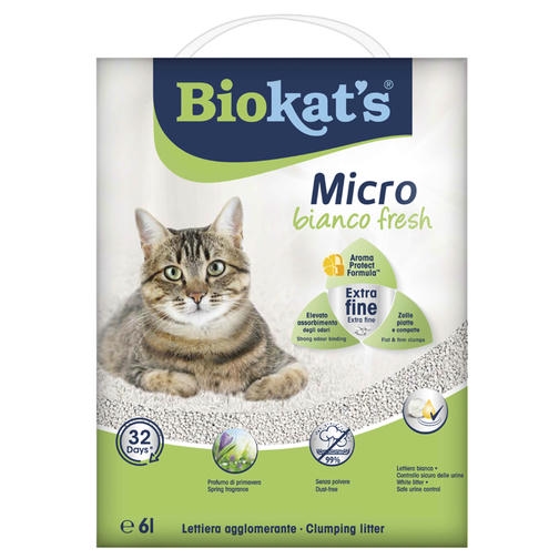 Biokat's Bahar Kokulu Micro Bianco Fresh Topaklanan Bentonit Kedi Kumu 6lt