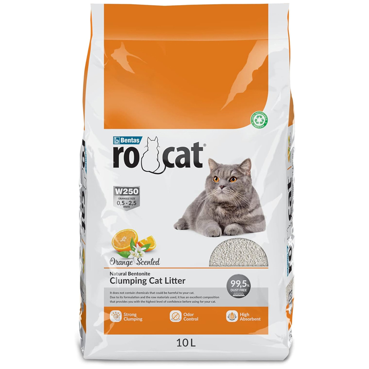 RoCat Portakal Kokulu Topaklaşan Kedi Kumu İnce Taneli 10 LT