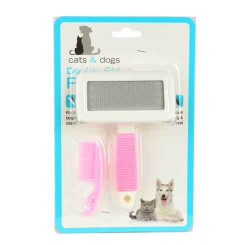 Flip Pet İnce Uçlu Kedi Köpek Tarama Fırçası Pembe Medium