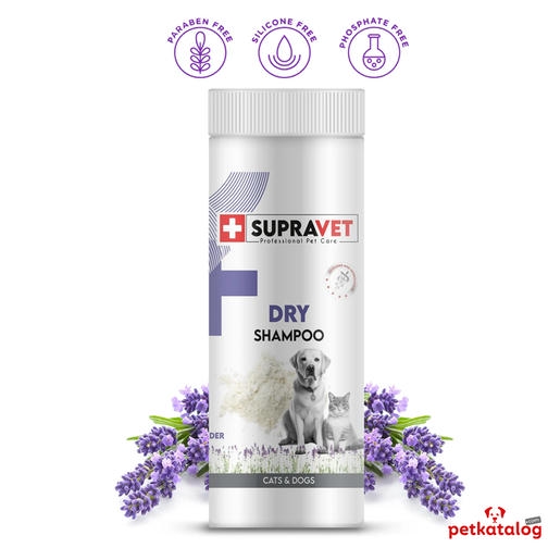 Supravet Dry Shampoo شامپو پودر سگ گربه عصاره اسطوخودوس 150 ml